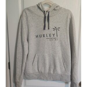 Hurley Aloha Only Since 99‎ Pullover Gray Sweatshirt Hoodie Med Embroidered Mens